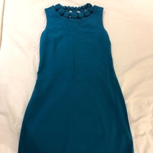 Blue DVF dress with patterned neck